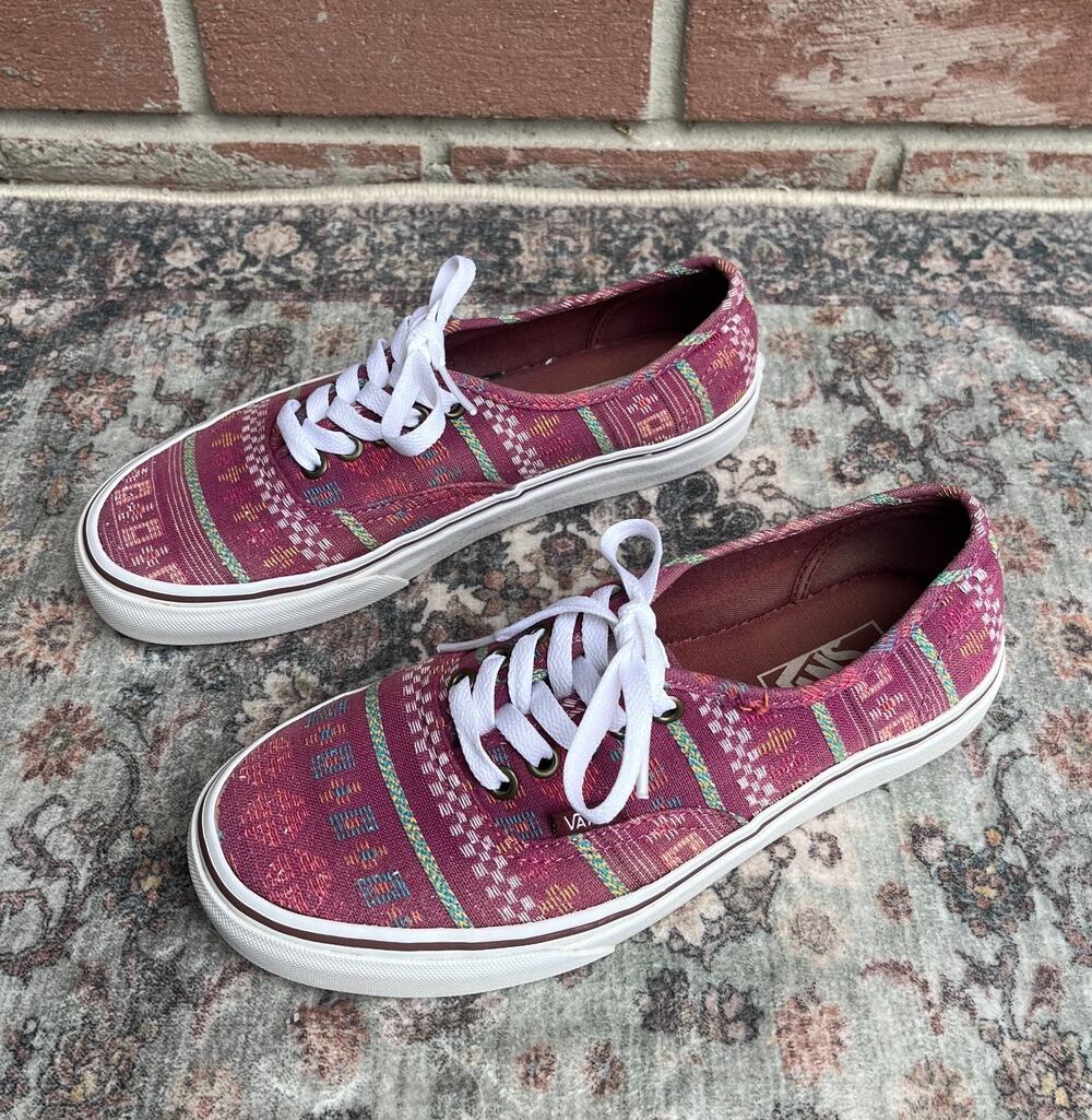 Vans Authentic Guate Stripe Red Mahogany Woven Shoes / Women 8 Men 6.5 / 721278